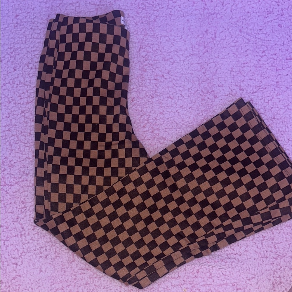 Love on a Hanger Brown Checkered Leggings
